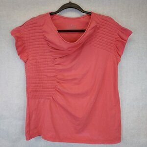 neon buddha Coral Pintuck Short Sleeve Top